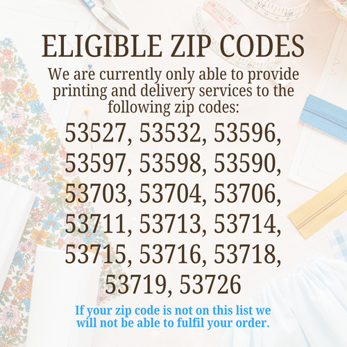 A0 Sewing Pattern Page Printing (See description for eligible zip codes)